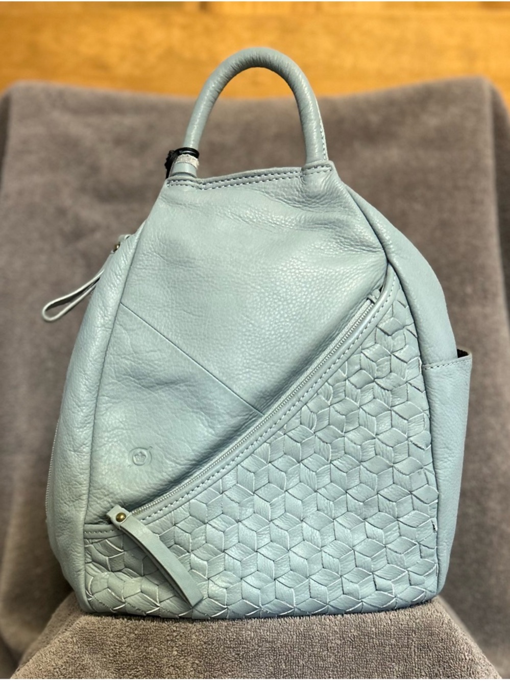 Born Millport Soft Quilted Ice Blue Leather Women's Sling Backpack Purse